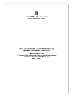 Usos igualitaris del llenguatge en les lleis (Parlament de Catalunya, 1980-2010)