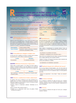 10 recomanacions per a evitar usos sexistes i estereotipats del llenguatge